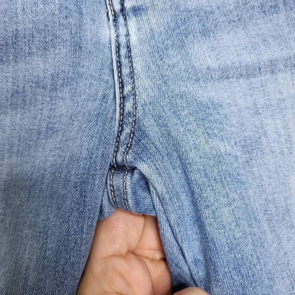 Hidden Distressed Side Piping Fringe Raw Hem Jean Denim Size 28